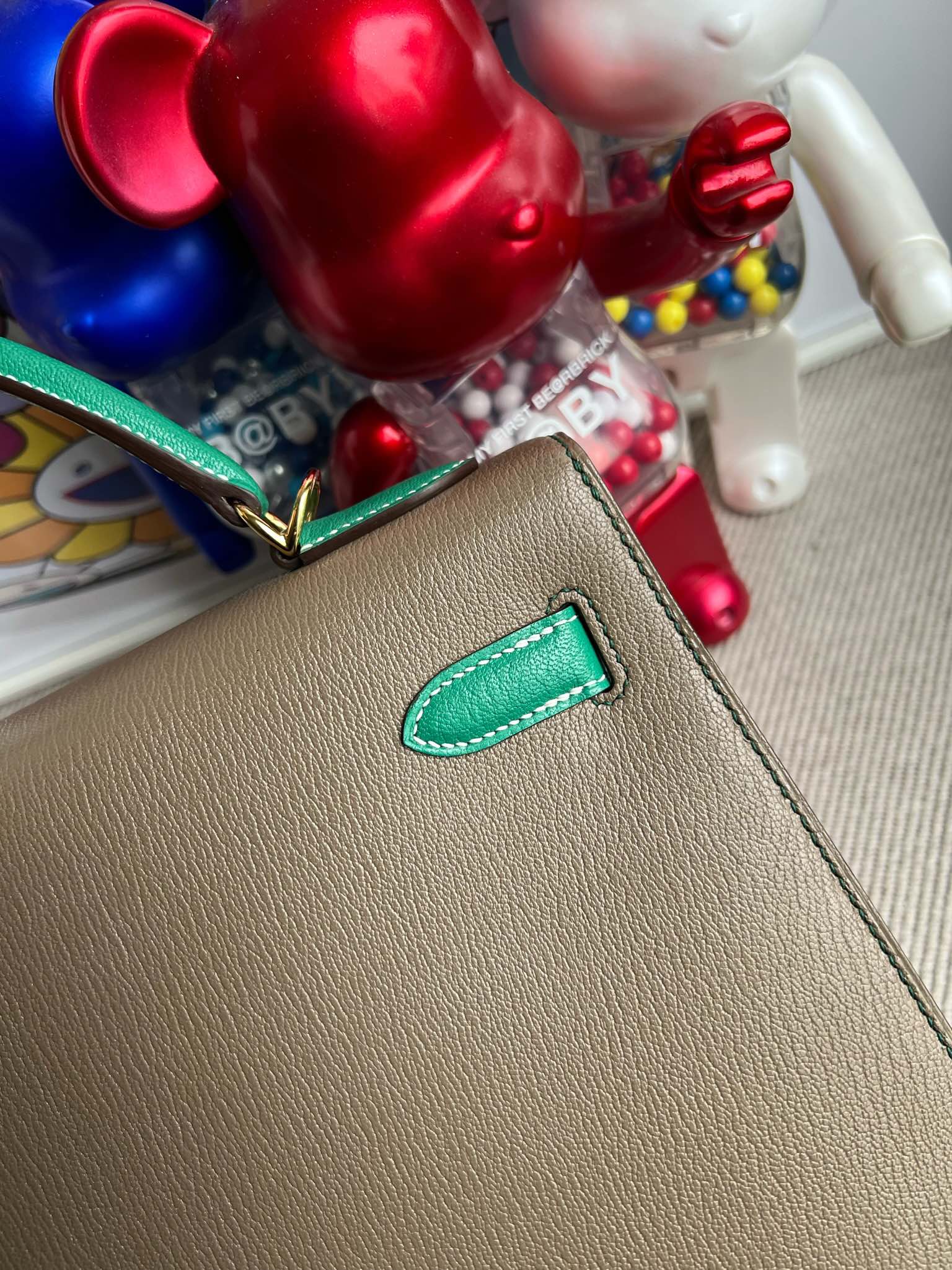 에르메스 켈리백32 에토프 벨벳그린 금장 염소가죽